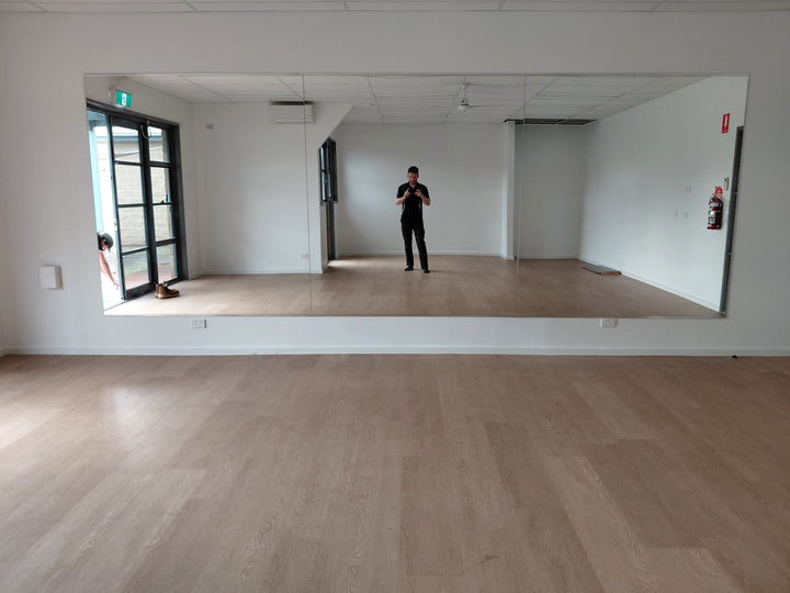 Full wall of mirrors installed in the activity room at Birregurra Community Centre