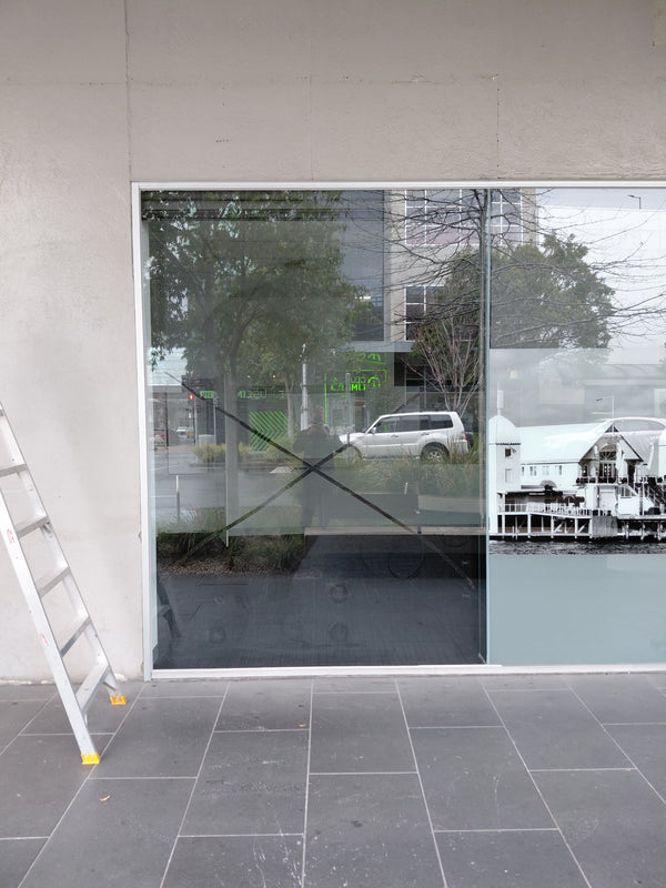 Completed shopfront glass replacement at a Commonwealth Bank branch