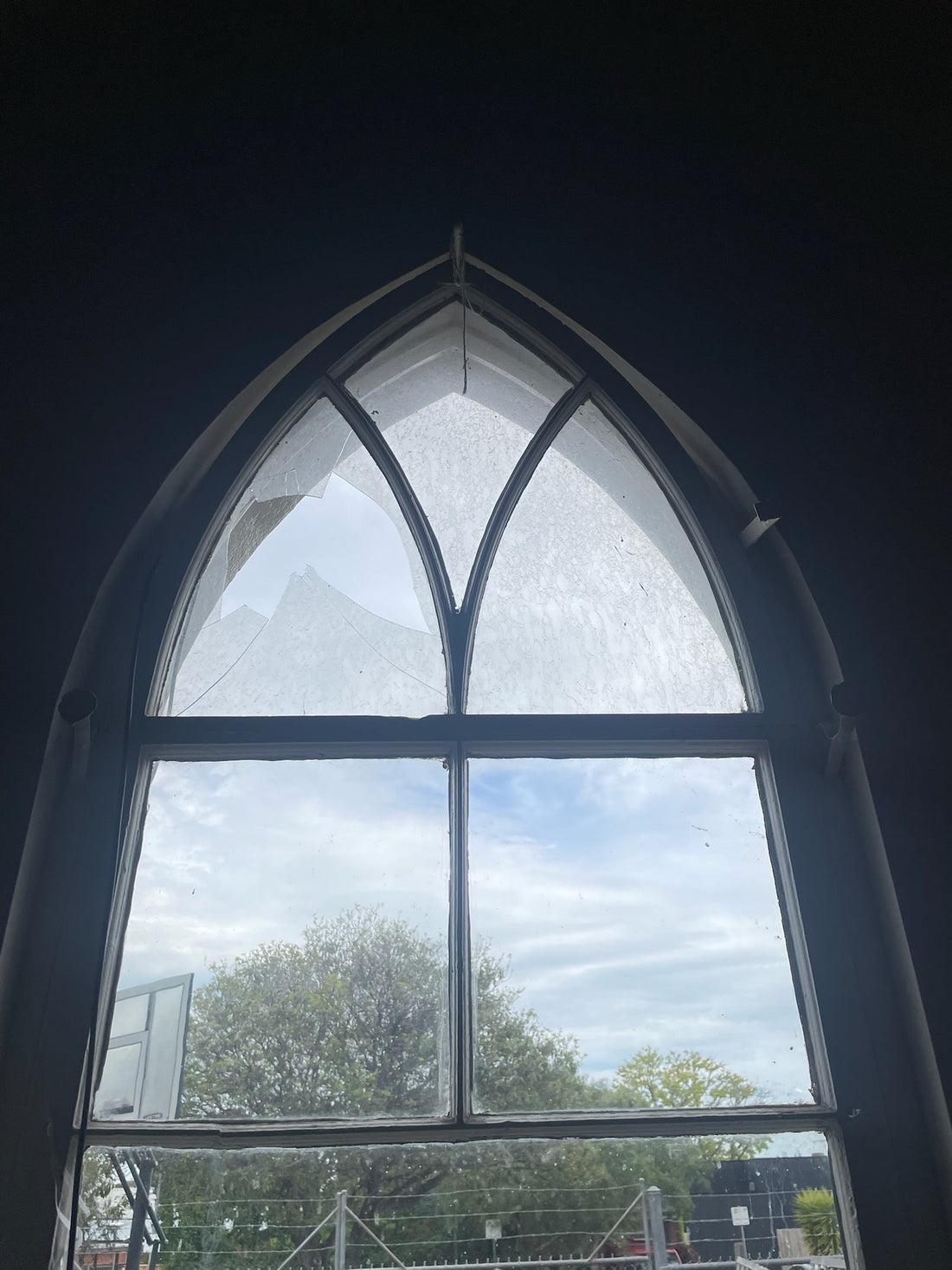 Cutting a Gothic Arch Freehand After a Basketball Went Through a Church Window